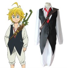 The Seven Deadly Sins Meliodas Cosplay Costume Uniform Suit Shirt Vest Pants Tie