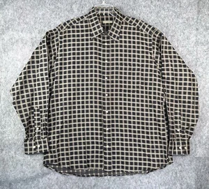 Burberry London Men's Button Shirt Black and Gold Plaid Long Sleeve XL USA - Picture 1 of 9