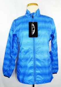 Nueva Chaqueta Empaquetable Para Mujer Sun Mountain Azul a Rayas Cirrus LS Viento/Impermeable S - Imagen 1 de 5