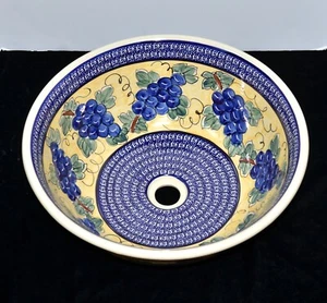 Polish Pottery Boleslawiec * VESSEL SINK * Grapes, Poland, 17" x 6 5/8", NEW/TAG - Picture 1 of 12