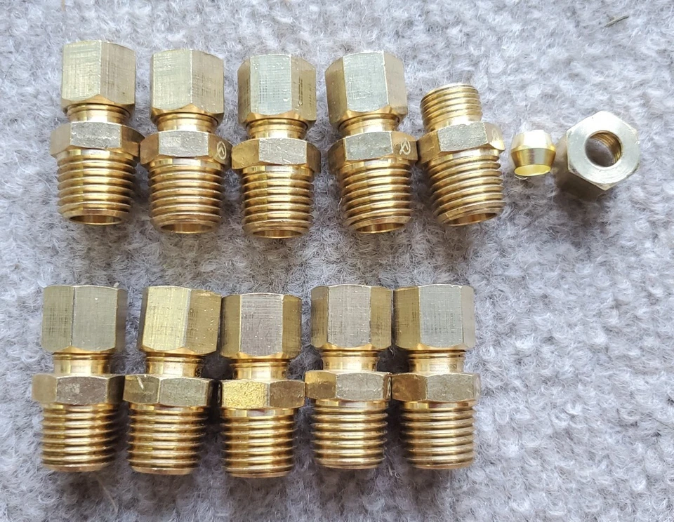 (10) 1/4 OD Compression Tube 1/4 Male Npt Adapter Fitting Connector Water Gas - Image 1 of 1