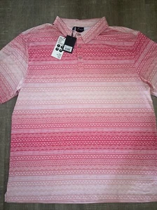 Yatta Golf Mens Standout Performance Short Sleeve Golf Polo Shirt 4XL Pink geo - Picture 1 of 12
