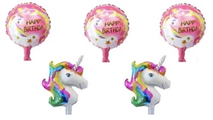5pcs mini Unicorn Happy Birthday mix Air Fill Foil Balloons Party Bag Fillers - Picture 1 of 4