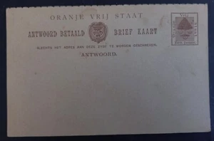 Undated Orange Free State 1d Stamped Reply Card Unused - Picture 1 of 2