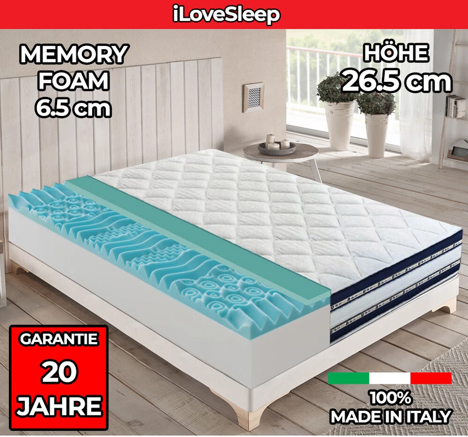 Memory Foam Matratze erfrischendem Gel und 9 differenzierten Zonen - 27 cm Hoch - Bild 1 von 4