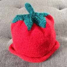 New Artisan Handknit Baby Cold Weather Tomatoe Winter Hat Cap Beanie