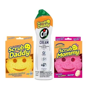 Esponja Scrub Daddy and Scrub Mommy con crema limpiadora multiusos Cif, 16,9 oz. - Imagen 1 de 10
