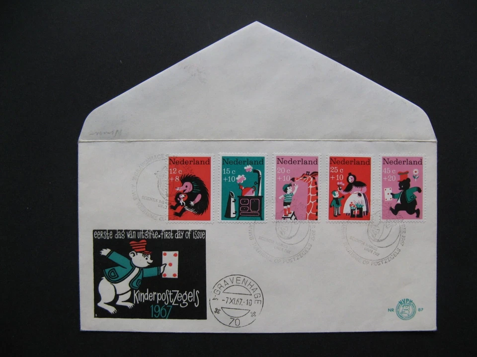 NETHERLANDS, cover FDC 1967, childrens songs, canc. ANWB Tourism, music giraffe - Image 1 of 1