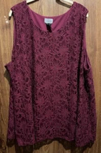 NWT Catherines Woman's 32W Beautiful Lace overlay Top  Blouse Cami Sleeveless - Picture 1 of 12