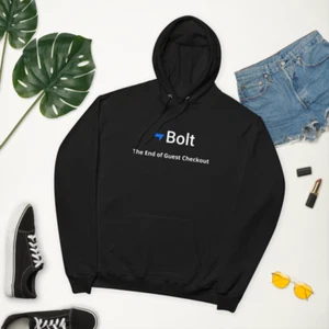 Bolt The 'End of Guest Checkout' Top Hoodie Unisex Black US Size L NEW - Picture 1 of 8