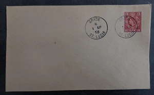 1958 St Lucia Cover ties 3c QE2 Portrait Stamp cd Grace  - Picture 1 of 2
