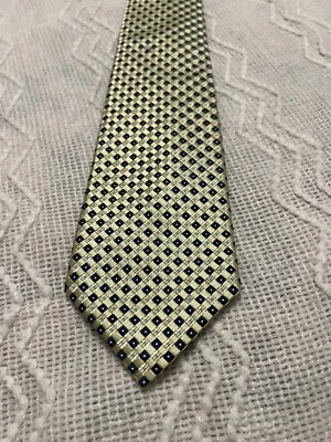 741. Галстук шелковый Jones New York 100 шт. Желтый с синим бриллиантовым узором - Изображение 1 из 4