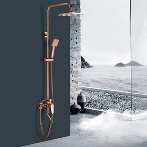 Wall Mounted Shower Faucet Set 7.8" Square Rainfall Hand Shower Tub Mixer Tap - Picture 1 of 12