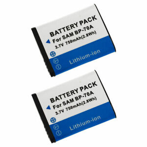 2pcs BP-70A Battery for Samsung  ES70 ES71 ES73 ES74 ES75 ES80 MV800 PL20 ST30