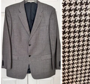 John W Nordstrom Men Wool Silk Houndstooth 2 Front Button Sports Coat Blazer 46L - Picture 1 of 14