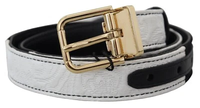 Dolce & Gabbana Cinturón Blanco Negro Patchwork Metal Dorado Hebilla 75cm/30in - Imagen 1 de 4