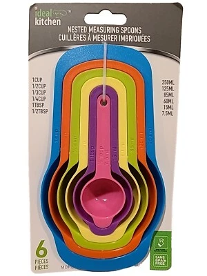 Multi-Color Measuring Spoons 6 Piece Set Plastic Cooking Kitchen Tools BPA Free  - Image 1 of 2