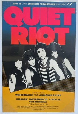 Vintage 1984 Quiet Riot, Whitesnake and Armored Saint Concert Poster 15 X 22 - Image 1 of 4