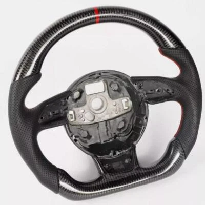 NUEVO Volante deportivo plano de fibra de carbono apto para Audi B8.5 A3 A4 A5 Foto 1 de 4