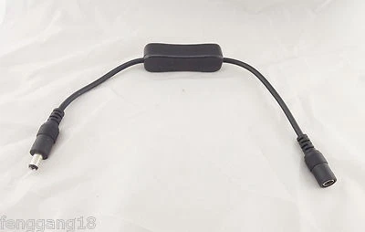 1pcs 5.5mm x 2.1mm Male Plug to Female Jack DC Power Cable with Switch 1Ft Black - Image 1 of 4