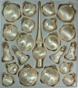Lauschaer Glas Christbaumschmuck Sortiment 21 tlg. Eislack champagner - Bild 1 von 5