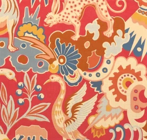 CLARENCE HOUSE Les Chimeres Print Pink Linen Remnant New - Picture 1 of 1