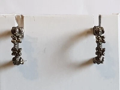 Vintage Pewter Tone Half Hoop W/Star Shapes Costume Fashion Earrings Foto 1 de 4