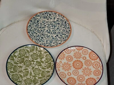 salad Plates Cynthia Rowley New York white/green Set Of 3 - Image 1 of 4
