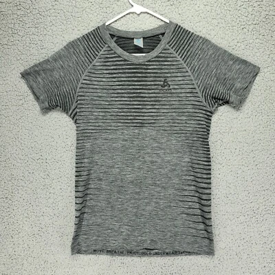 Camiseta para mujer Odlo Move Breath Enjoy Tech L gris a rayas elástica cuello redondo Foto 1 de 4