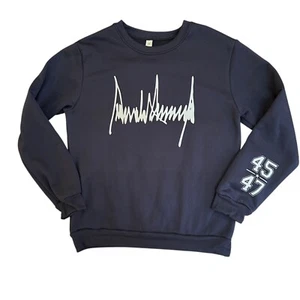 Trump Signature Sweatshirt Donald Trump 45 47 Crewneck Size Medium M Blue - Picture 1 of 9