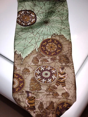 Claiborne Tie 100% Silk Brown And Turquoise - Image 1 of 4