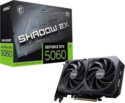 MSI GeForce RTX 5060 8G SHADOW 2X OC – Dual Fan, PCIe 5.0, GDDR7 28Gbps - Image 1 of 4