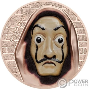SALVATORE Dali Carta Revolutionary Masks 1 Oz Silver Coin 5$ Cook Islands 2018 - Imagen 1 de 5