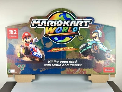 Auténtico letrero de exhibición de cabecera de estante de tienda Mario Kart World para Nintendo Switch 2 Foto 1 de 4