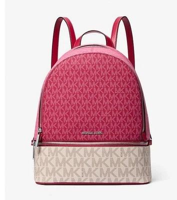 Mochila Michael Kors Rhea Mediana Bloque de Color MK Frambuesa Oscura Multi Rosa Foto 1 de 4