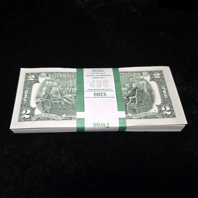 2017 A Uncirclulated Sequential BEP Strap of 100 $2 Dollar Notes 💵 - Image 1 of 4