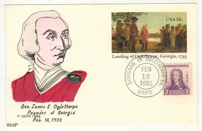 HANDPAINTED UX98 GEORGIA SAVANNAH OGLETHORPE BRANCH GEORGIA & TEXT ON BACK & 726 - Image 1 of 2