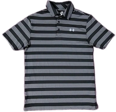 Camisa polo masculina Under Armour listra preta branca equipamento térmico tamanho pequeno - Imagem 1 de 4