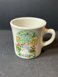 Taza de cerámica de colección Homer Laughlin Best China EE. UU. niña sosteniendo gatito - Imagen 1 de 6