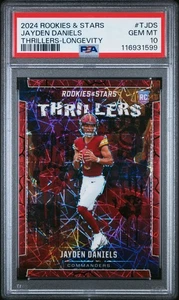 2024 PANINI ROOKIES & STARS THRILLERS LONGEVITY #TJDS JAYDEN DANIELS RC PSA 10 - Picture 1 of 3