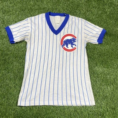 VTG Chicago Cubs Jersey 1990s Majestic Youth Xl Pin Stripes White - Image 1 of 4