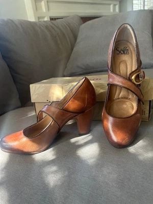 Tacones Mary Jane de cuero blando - Miranda - Talla 7,5 M - Corcho/Marrón resistente Foto 1 de 4