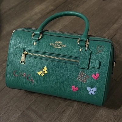 Bolso Bandolera Coach Rowan con Diario Bordado Cuero Verde Foto 1 de 4