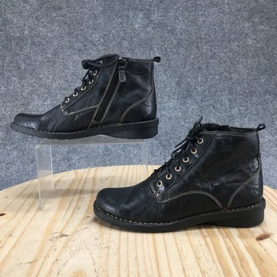 Clarks Botas Mujer 7.5 M Nikki North Botín Cuero Negro Con Cordones Comodidad Foto 1 de 4