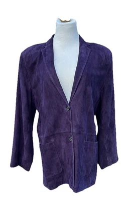 Blazer Lauren Ralph Lauren Vintage Cuero Gamuza Púrpura 2 Botones XL Leer* Foto 1 de 4