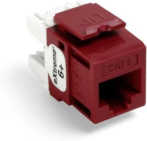 (40) Leviton 61110-BR6 CAT6 RJ45 QuickPort eXtreme Jack Module, Crimson/Dark Red - Picture 1 of 3