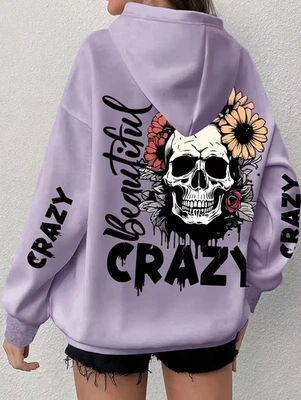 Sudadera con capucha gótica con estampado floral y calavera 3D Foto 1 de 4