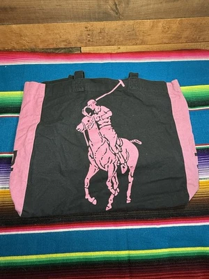 Bolso de Mano Polo Ralph Lauren Edición Limitada Negro Lona RL 2000 Rosa Pony Logo Foto 1 de 4
