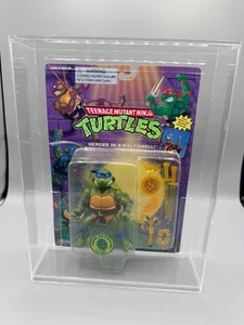 TMNT Leo Leonardo vintage RARE Black Belt 1995 Turtles figure MOC acrylic case - Picture 1 of 6