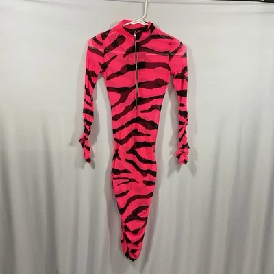 VESTIDO VINTAGE ESTAMPADO CEBRA ROSA FORMA CUERPO TALLA PEQUEÑA Y2K Foto 1 de 4